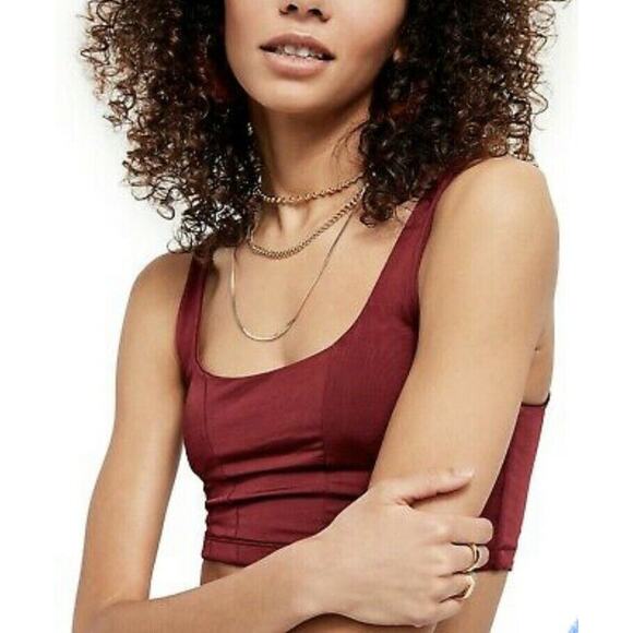 Free People NWT Be Cool Brami Crop Top Tank Acai - Picture 1 of 6